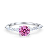 Art Deco Solitaire Wedding Ring Simulated Cubic Zirconia 925 Sterling Silver