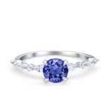Art Deco Solitaire Wedding Ring Simulated Cubic Zirconia 925 Sterling Silver