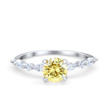 Art Deco Solitaire Wedding Ring Simulated Cubic Zirconia 925 Sterling Silver