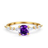 Art Deco Solitaire Wedding Ring Simulated Cubic Zirconia 925 Sterling Silver
