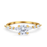 Art Deco Solitaire Wedding Ring Simulated Cubic Zirconia 925 Sterling Silver