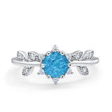 Art Deco Dainty Wedding Ring Round Simulated Cubic Zirconia 925 Sterling Silver