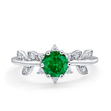 Art Deco Dainty Wedding Ring Round Simulated Cubic Zirconia 925 Sterling Silver