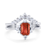Vintage Two Piece Wedding Ring Simulated Cubic Zirconia 925 Sterling Silver