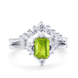 Vintage Two Piece Wedding Ring Simulated Cubic Zirconia 925 Sterling Silver