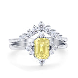 Vintage Two Piece Wedding Ring Simulated Cubic Zirconia 925 Sterling Silver