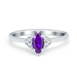 Marquise Art Deco Engagement Ring Simulated Cubic Zirconia 925 Sterling Silver