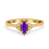 Marquise Art Deco Engagement Ring Simulated Cubic Zirconia 925 Sterling Silver