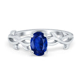 Oval Solitaire Art Deco Wedding Ring Simulated Cubic Zirconia 925 Sterling Silver