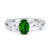 Oval Solitaire Art Deco Wedding Ring Simulated Cubic Zirconia 925 Sterling Silver