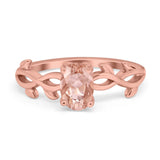 Oval Solitaire Art Deco Wedding Ring Simulated Cubic Zirconia 925 Sterling Silver