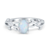 Oval Solitaire Art Deco Wedding Ring Simulated Cubic Zirconia 925 Sterling Silver