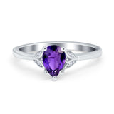 Art Deco Teardrop Engagement Ring Simulated Cubic Zirconia 925 Sterling Silver