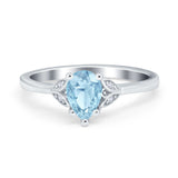 Art Deco Teardrop Engagement Ring Simulated Cubic Zirconia 925 Sterling Silver