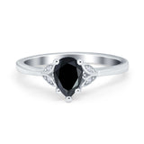 Art Deco Teardrop Engagement Ring Simulated Cubic Zirconia 925 Sterling Silver