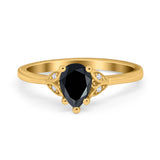 Art Deco Teardrop Engagement Ring Simulated Cubic Zirconia 925 Sterling Silver