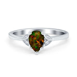 Art Deco Teardrop Engagement Ring Simulated Cubic Zirconia 925 Sterling Silver