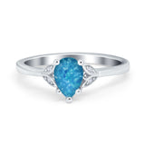 Art Deco Teardrop Engagement Ring Simulated Cubic Zirconia 925 Sterling Silver