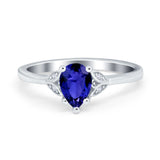 Art Deco Teardrop Engagement Ring Simulated Cubic Zirconia 925 Sterling Silver