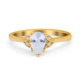 Art Deco Teardrop Engagement Ring Simulated Cubic Zirconia 925 Sterling Silver