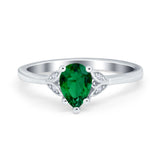 Art Deco Teardrop Engagement Ring Simulated Cubic Zirconia 925 Sterling Silver