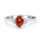 Art Deco Teardrop Engagement Ring Simulated Cubic Zirconia 925 Sterling Silver