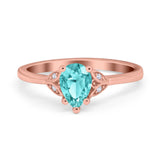 Art Deco Teardrop Engagement Ring Simulated Cubic Zirconia 925 Sterling Silver