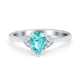 Art Deco Teardrop Engagement Ring Simulated Cubic Zirconia 925 Sterling Silver