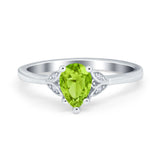 Art Deco Teardrop Engagement Ring Simulated Cubic Zirconia 925 Sterling Silver