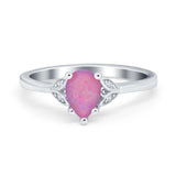Art Deco Teardrop Engagement Ring Simulated Cubic Zirconia 925 Sterling Silver