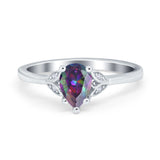 Art Deco Teardrop Engagement Ring Simulated Cubic Zirconia 925 Sterling Silver