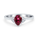 Art Deco Teardrop Engagement Ring Simulated Cubic Zirconia 925 Sterling Silver