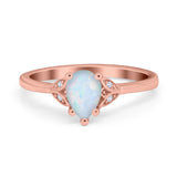 Art Deco Teardrop Engagement Ring Simulated Cubic Zirconia 925 Sterling Silver