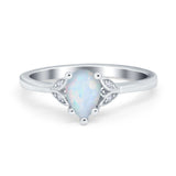Art Deco Teardrop Engagement Ring Simulated Cubic Zirconia 925 Sterling Silver
