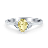 Art Deco Teardrop Engagement Ring Simulated Cubic Zirconia 925 Sterling Silver