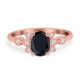 Vintage Style Oval Engagement Ring Simulated Cubic Zirconia 925 Sterling Silver