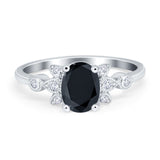 Vintage Style Oval Engagement Ring Simulated Cubic Zirconia 925 Sterling Silver