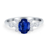 Vintage Style Oval Engagement Ring Simulated Cubic Zirconia 925 Sterling Silver