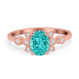 Vintage Style Oval Engagement Ring Simulated Cubic Zirconia 925 Sterling Silver