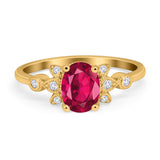 Vintage Style Oval Engagement Ring Simulated Cubic Zirconia 925 Sterling Silver