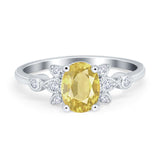 Vintage Style Oval Engagement Ring Simulated Cubic Zirconia 925 Sterling Silver