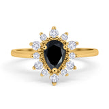 Halo Teardrop Engagement Ring Simulated Cubic Zirconia 925 Sterling Silver