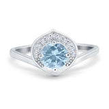 Filigree Engagement Ring Round Simulated Cubic Zirconia 925 Sterling Silver