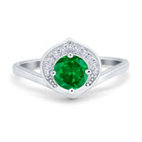 Filigree Engagement Ring Round Simulated Cubic Zirconia 925 Sterling Silver
