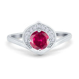 Filigree Engagement Ring Round Simulated Cubic Zirconia 925 Sterling Silver