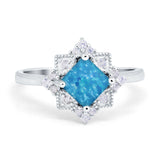 Vintage Princess Cut Wedding Ring Simulated Cubic Zirconia 925 Sterling Silver