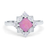 Vintage Princess Cut Wedding Ring Simulated Cubic Zirconia 925 Sterling Silver