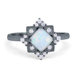 Vintage Princess Cut Wedding Ring Simulated Cubic Zirconia 925 Sterling Silver