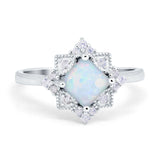 Vintage Princess Cut Wedding Ring Simulated Cubic Zirconia 925 Sterling Silver