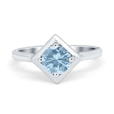 Round Solitaire Engagement Ring Simulated Cubic Zirconia 925 Sterling Silver